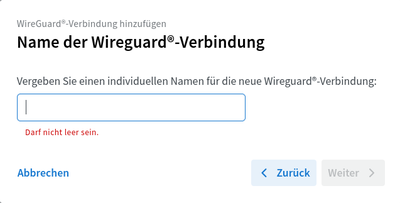 Der Assistent fragt nach einem Namen für die Verbindung.